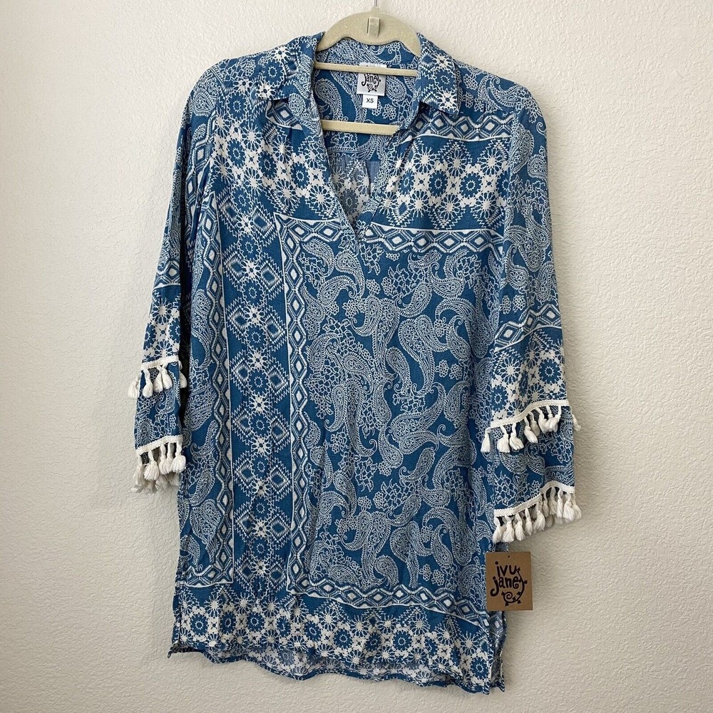 Ivy Jane Womens Boho Paisley Blouse Top 340065 Size XS Paisley Floral NEW